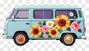 Vintage Flower Van PNG
