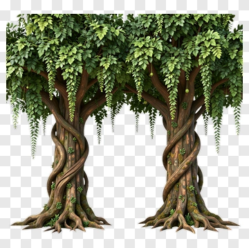 Twisted Trees With Lush Green Foliage PNG