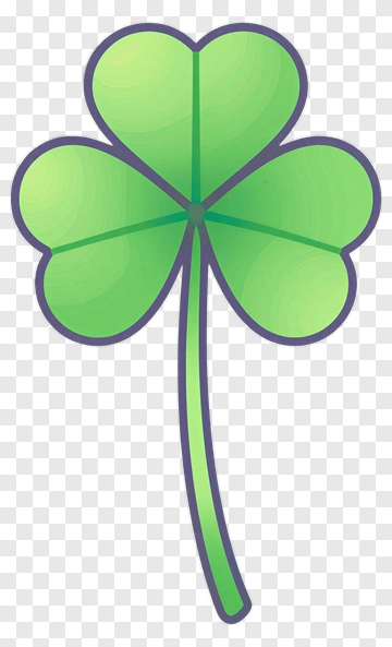 Cartoon Green Four-Leaf Clover PNG