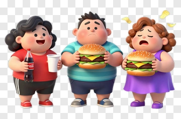 Cartoon Family Enjoying Burgers PNG