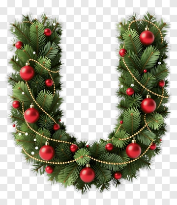 Christmas Wreath Shaped Like The Letter U PNG