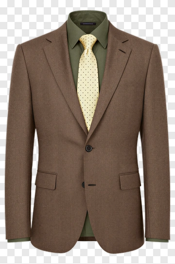 Brown Suit Jacket With Yellow Polka Dot Tie PNG