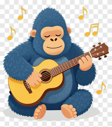 Cartoon Gorilla Playing Guitar PNG