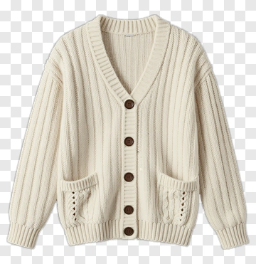 Cream Knitted Cardigan PNG