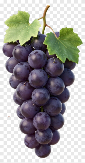 Bunch Of Purple Grapes With Leaves PNG