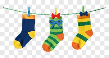 Colorful Socks Hanging On A Clothesline PNG