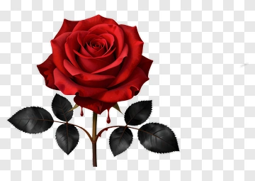 Red Rose With Black Leaves PNG