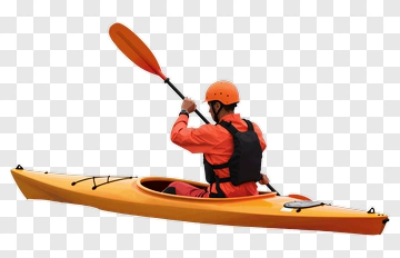 Kayaker Paddling In An Orange Kayak PNG