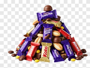 Candy Pile Of Chocolate Bars And Treats PNG