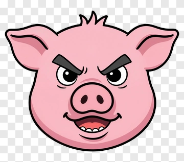 Angry Cartoon Pig Face PNG