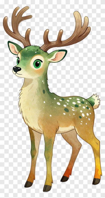 Cartoon Deer With Antlers PNG