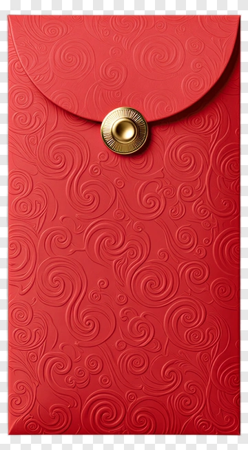 Red Decorative Envelope With Gold Button PNG