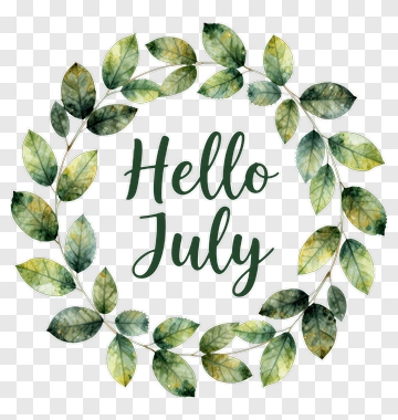 Hello July Leaf Wreath PNG