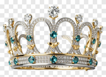 Golden Crown With Blue And Clear Gemstones PNG