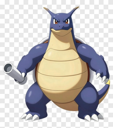 Cartoon Water-Type Pokémon Holding A Water Gun PNG