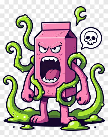 Cartoon Milk Carton Monster With Tentacles PNG