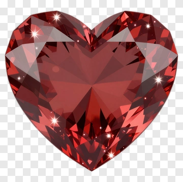 Red Heart-Shaped Gemstone PNG