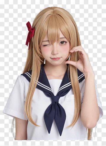 Girl In School Uniform Winking PNG