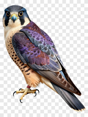 Colorful Falcon With Detailed Feathers PNG