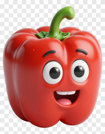 Cartoon Red Bell Pepper With A Smiling Face PNG
