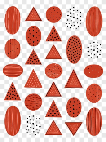 Abstract Pattern Of Red Shapes With Black Dots PNG
