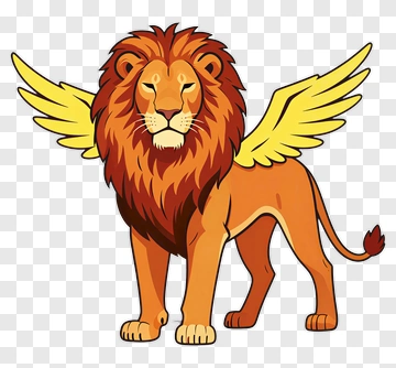 Cartoon Lion With Wings PNG