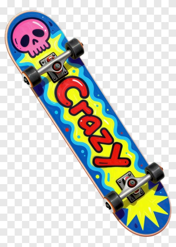 Colorful Skateboard With Crazy Design PNG