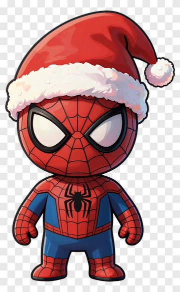 Cartoon Spider-Man Wearing A Santa Hat PNG