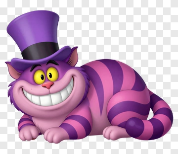 Cartoon Cheshire Cat With A Top Hat PNG