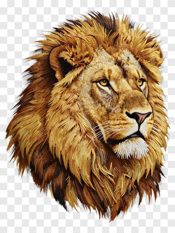 Realistic Lion Head With Detailed Mane PNG