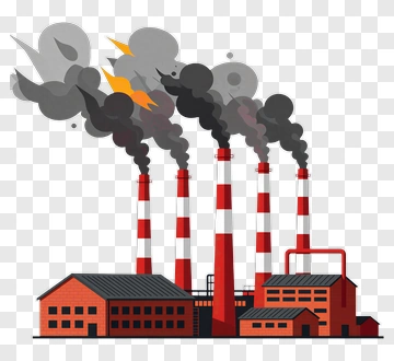 Industrial Factory With Smoke Stacks PNG