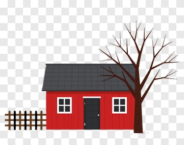 Red House With Bare Tree PNG