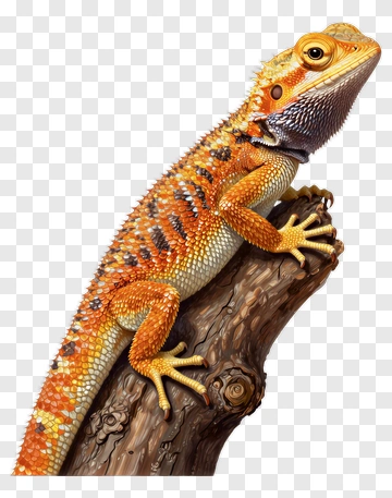 Bearded Dragon On A Log PNG