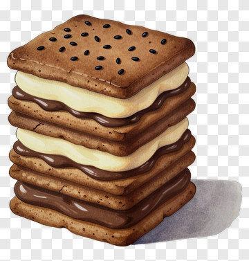 Chocolate Ice Cream Sandwich Stack PNG