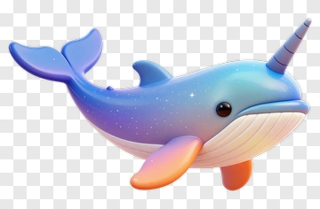 Cartoon Narwhal With A Colorful Gradient PNG