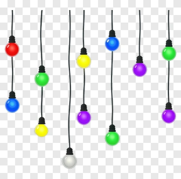 Colorful Hanging Light Bulbs PNG