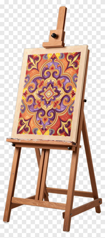 Colorful Decorative Painting On An Easel PNG