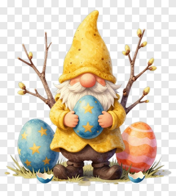 Easter Gnome Holding A Blue Egg PNG