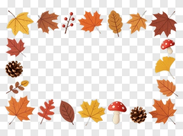 Autumn Leaves And Pinecones Border PNG