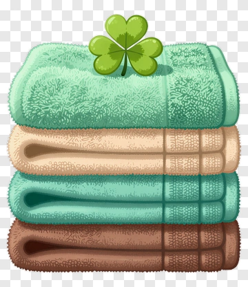 Stack Of Towels With A Clover Leaf PNG