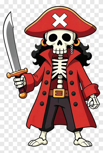 Cartoon Skeleton Pirate Holding A Sword PNG