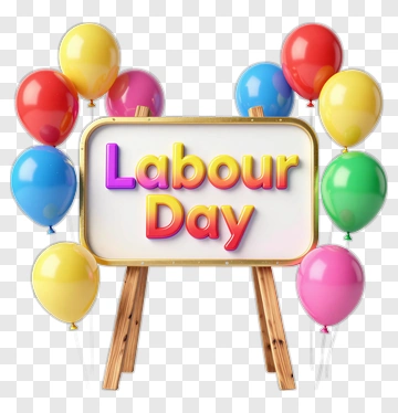 Labour Day Celebration With Colorful Balloons PNG