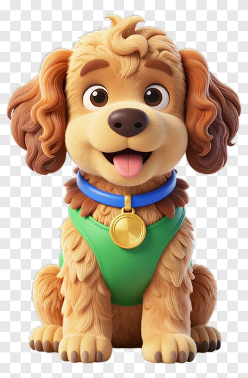 Cartoon Dog Sitting With A Blue Collar PNG
