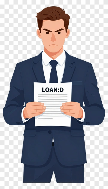 Serious Businessman Holding A Loan Document PNG