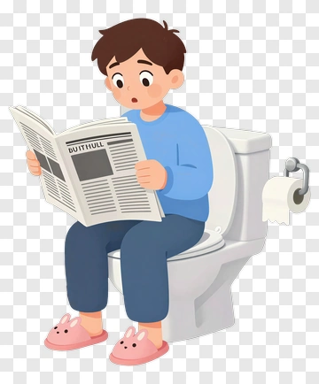 Boy Reading A Newspaper On The Toilet PNG