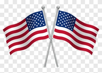 American Flags Crossed On Poles PNG