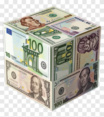Cube Of Mixed Currency Banknotes PNG