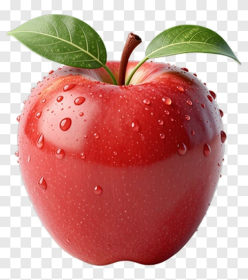 Red Apple With Water Droplets PNG