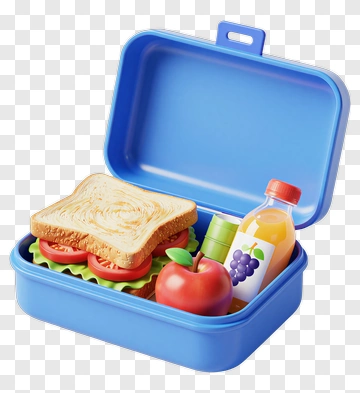 Colorful Lunchbox With Sandwich And Fruit PNG