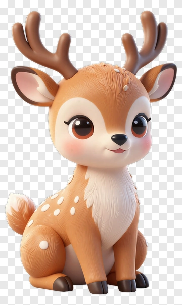 Cute Cartoon Deer With Antlers PNG